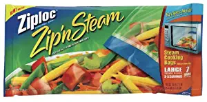 ZIPLOC ZIP'N STEAM MICROWAVE STEAM COOKING BAGS- 7 CT LARGE 10" X 10" BAGS