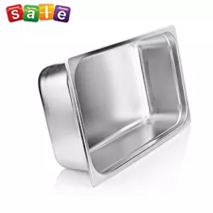 4" Deep Steam Table Pan Full Size, 14 Quart Stainless Steel Anti-Jam Standard Weight Hotel GN Food Pans - NSF (20.87"L x 12.8"W)