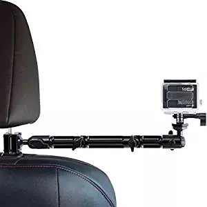 Headrest Mount for GoPro - Tackform DrivePro Best Car Mount for GoPro for Recording Racing Video [SUPER RIGID DESIGN] No Shake, No Rattle, Works with ALL GoPro Versions and ALL Action Cameras