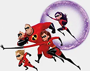 10 inch The Incredibles 2 Mr. Incredible Elastigirl Violet Dash Jack-JackMovie Removable Peel Self Stick Wall Decal Sticker Art Bathroom Kids Room Walt Disney Pixar Home Decor 10 inch by 8 inch