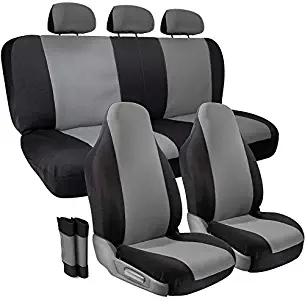 Motorup America Auto Seat Cover Set - Mesh Grip Tech Full Set Covers Fits Select Vehicles Car Truck Van SUV - Newly Designed - Gray/Black