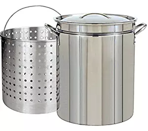 Ballington 42-Quart Stainless Steel Stock Pot w Fry/Steamer/Boil Basket & Lid