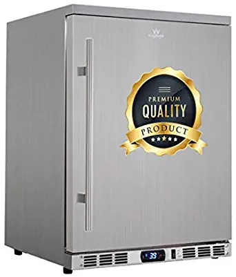 KingsBottle 24" Under Counter Beverage Cooler Fridge, Condensation Free LOW E Heating Glass Door, Stainless Interior and Exterior Cabinet, Carel Control System of Italy, Best Selling Beer Refrigerator