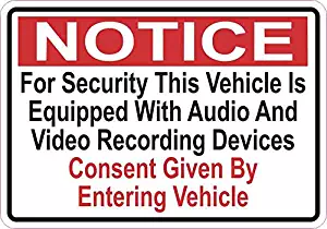 5x3.5 Notice Vehicle is Equipped with Audio and Video Recording Devices Sticker