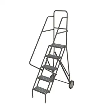 Tri-Arc KDRF105162 5-Step All-Terrain Roll and Fold Steel Industrial & Warehouse Ladder with Grip Strut Tread