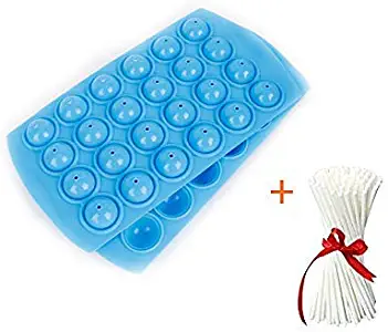 liflicon Silicone Lollipop cake Tray Mold-24 Cavities Baking Mold Cake Pop Stick Mold Tray Hard Candy, Lollipop and Party Cupcake for Parties with lollypop Sticks-Blue