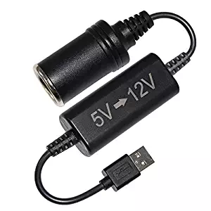 KUNCAN 5V USB A Male to 12V Car Cigarette Lighter Socket Female Step Up Voltage Converter Cable, USB Charge Port Converter Power from 5v to 12v for GPS, Dash cam