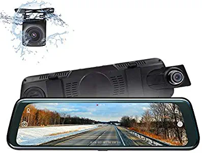 2020 Backup Camera, Eonon 9.66 Inch Rear View Mirror Dash Cam for Cars and Trucks,1080P FHD Front and Rear Dual Lens with Waterproof Touch Screen Backup Camera, G-Sensor, LDWS, WDR-R0013