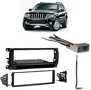 Compatible with Jeep Grand Cherokee 2002 2003 2004 Single DIN Stereo Harness Radio Install Dash Kit