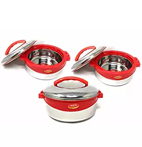 Milton Regent Hot Pot 3 piece Insulated Casserole Gift Set Keep Warm/Cold Upto 4-6 Hours, Full Stainless Steel by Milton