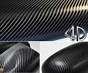 DIYAH 4D Black Carbon Fiber Vinyl Wrap Sticker with Air Realease Bubble Free anti-wrinkle 12" X 60" ( 1FT X 5FT)