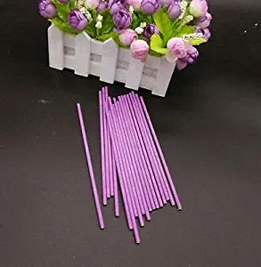 New 100 Colorful Cake Pop Sticks Lollipop Sticks Paper Sticks 15cm Cookies Chocolate (purple color)