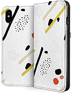 Skinit Folio Phone Case for iPhone Xs - Officially Licensed Skinit Originally Designed Dots and Dashes Design - Faux-Leather Wallet Cover for iPhone Xs