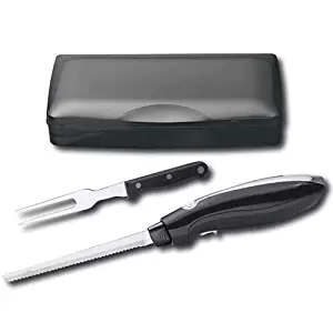 Hamilton Beach Electric Knife, with Stainless Steel Blade, and Ergonomically Designed Handle for Easy Grip, with a Sturdy Neat Case, BONUS FREE Carving Fork Included