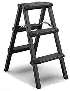 3-Step Folding Aluminum Step Stool Ladder, Lightweight 4 Step Step Ladder Portable Stool 4-Foot Stepladders for Household Office Kitchen -a