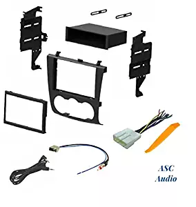 ASC Audio Car Stereo Install Dash Kit, Wire Harness, and Antenna Adapter for Installing an Aftermarket Radio for 2007 2008 2009 2010 2011 2012 Nissan Altima w/Manual Climate Control Knobs