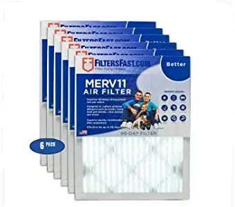 16x25x1 (Actual Size: 15.75" x 24.75" x 0.75") 1" Pleated Air Filter MERV 11 6-Pack by Filters Fast