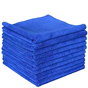 THE RAG COMPANY (10-Pack) 16 in. x 16 in. Professional EDGELESS 365 GSM Premium 70/30 Blend Microfiber POLISHING, Wax Removal and AUTO Detailing Towels (16x16, Royal Blue)