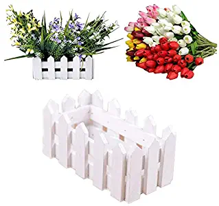 Thinktoo Wooden Flower Plant Fence Picket Storage Holder Garden Wedding Decor White, Wooden Fence, Home Decors Easter Accessories Gifts