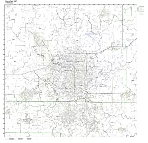 Springfield, MO ZIP Code Map Laminated