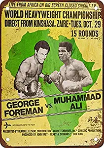 Ucland 1974 Ali vs. Foreman Rumble in The Jungle Vintage Look Reproduction Metal Tin Sign 8X12 Inches