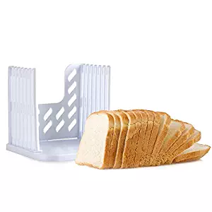 Yinoinge Plastic Bread Slicer for Homemade Bagel Loaf/Toast, Foldable Bread Cutter Guide,Adjustable Sandwich Slicing Machine (White)