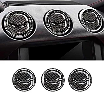 GZXinWei Carbon Fiber Dashboard Central Air Outlet Conditioning Vent Sticker,Black