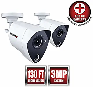 Night Owl Security 2 Pack Add-on Extreme HD 3MP Dual Sensor Wired Infrared Camera (White)