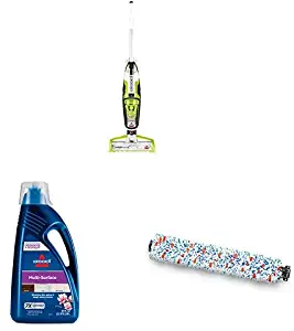 BISSELL CrossWave Floor and Carpet Cleaner with Wet-Dry Vacuum, 1785A - Green with BISSELL, 1789G MultiSurface Floor Cleaning Formula (80 oz) and Bissell 1868 CrossWave Multi-Surface Brush Roll
