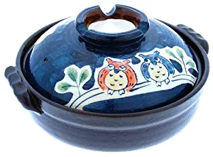 Kotobuki 190-972D Owl Family Donabe Japanese Hot Pot, 10-Inch