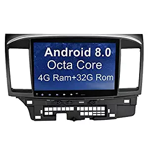 SYGAV Android 8.0 Oreo Car Stereo for 2008-2013 Mitsubishi Lancer EVO X Ralliart with Rockford Fosgate AMP GPS Navigation Radio