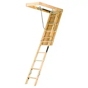 Louisville Ladder 22.5-by-54-Inch Wooden Attic Ladder, Fits 8-Foot 9-Inch to 10-Foot Ceiling Height, 250-Pound Capacity, L224P (Renewed)