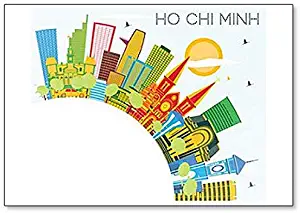 Ho Chi Minh Skyline with Color Buildings, Blue Sky Fridge Magnet