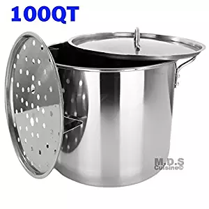 Stock Pot Stainless Steel 100 QT Steamer Brew Vaporera Tamalera for Tamales (25gallons)