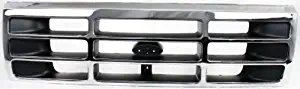 Crash Parts Plus Chrome Shell w/ Black Insert Grille Assembly for Ford Bronco, F-150, F-250 F-350