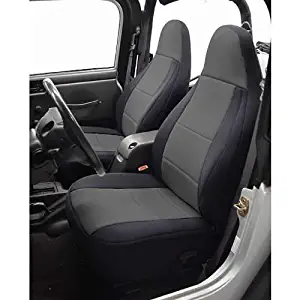 Coverking Custom Fit Seat Cover for Jeep Wrangler TJ 2-Door - (Neoprene, Black/Charcoal)