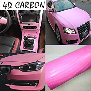 DIYAH 4D Pink Carbon Fiber Vinyl Wrap Sticker with Air Realease Bubble Free Anti-Wrinkle 12" X 60" (1FT X 5FT)