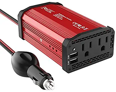 Foval Power Inverter 300W DC 12V to 110V AC Converter with 4.8A Dual USB Car Charger