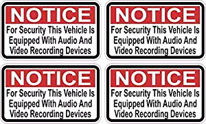 2.5in x 1.5in Red Notice Audio and Video Recording Stickers