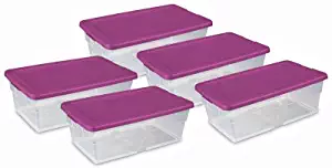 STERILITE 16434W06 6 QT Clear Storage Boxes Banded Together (5 Pack)