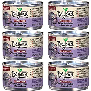 6 Cans of Purina Beyond Grain-Free Turkey, Sweet Potato & Spinach Recipe in Gravy Canned Cat Food, 3-oz ea