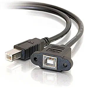 C2G 28070 Panel-Mount USB 2.0 B Female to B Male Cable, Black (6 Inches)