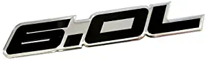 ERPART 6.0L Liter in Black on Silver Highly Polished Aluminum Car Truck Engine Swap Nameplate Badge Logo Emblem Compatible with Ford Excursion F250 F350 Turbo Diesel Super Duty Truck Powerstroke