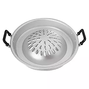 wonderflowers BBQ Grill Topper Shabu Soup Hot Pot Barbecue Pan Charcoal Aluminum 12" Korean Asian Cookware Style for Outdoor Party