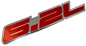 6.2L Liter RED Highly Polished Aluminum Silver Chrome Car Truck Engine Swap Badge Nameplate Emblem for Chevrolet Van GMC C K Trucks American Motors AM General Hummer H1 HMMWV GM General Motor CUCV