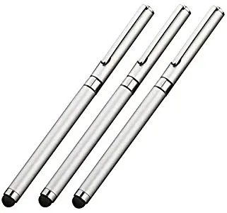 Tek Styz PRO Stylus + Pen Works for BLU Dash L2 with Custom High Sensitivity Touch and Black Ink! [3 Pack-Silver]