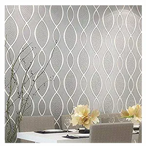 Blooming Wall: Extra-thick Non-woven Modern Leaf Flow Embossed Textured Wallpaper for Livingroom Bedroom, 20.8 In32.8 Ft=57 Sq.ft, Gray&beige