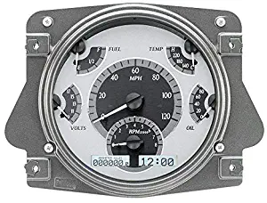 Dakota Digital VHX-66F-BRO-S-W Compatible with 1966-77 Ford Bronco VHX System Analog Dash Gauge System Silver Alloy White