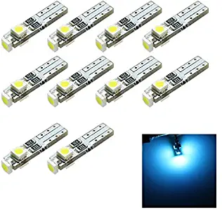 Siweex 10pcs T5 Ice Blue Lights Neo Wedge LED 3-SMD 3528 Car Instrument Cluster Panel Dashboard Lamps Gauge Bulbs DC 12V