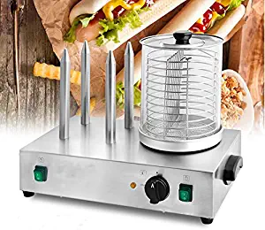 INTBUYING Hot Dog Machine Steamer Roller Cooker Bun For Commercial Maker Warmer